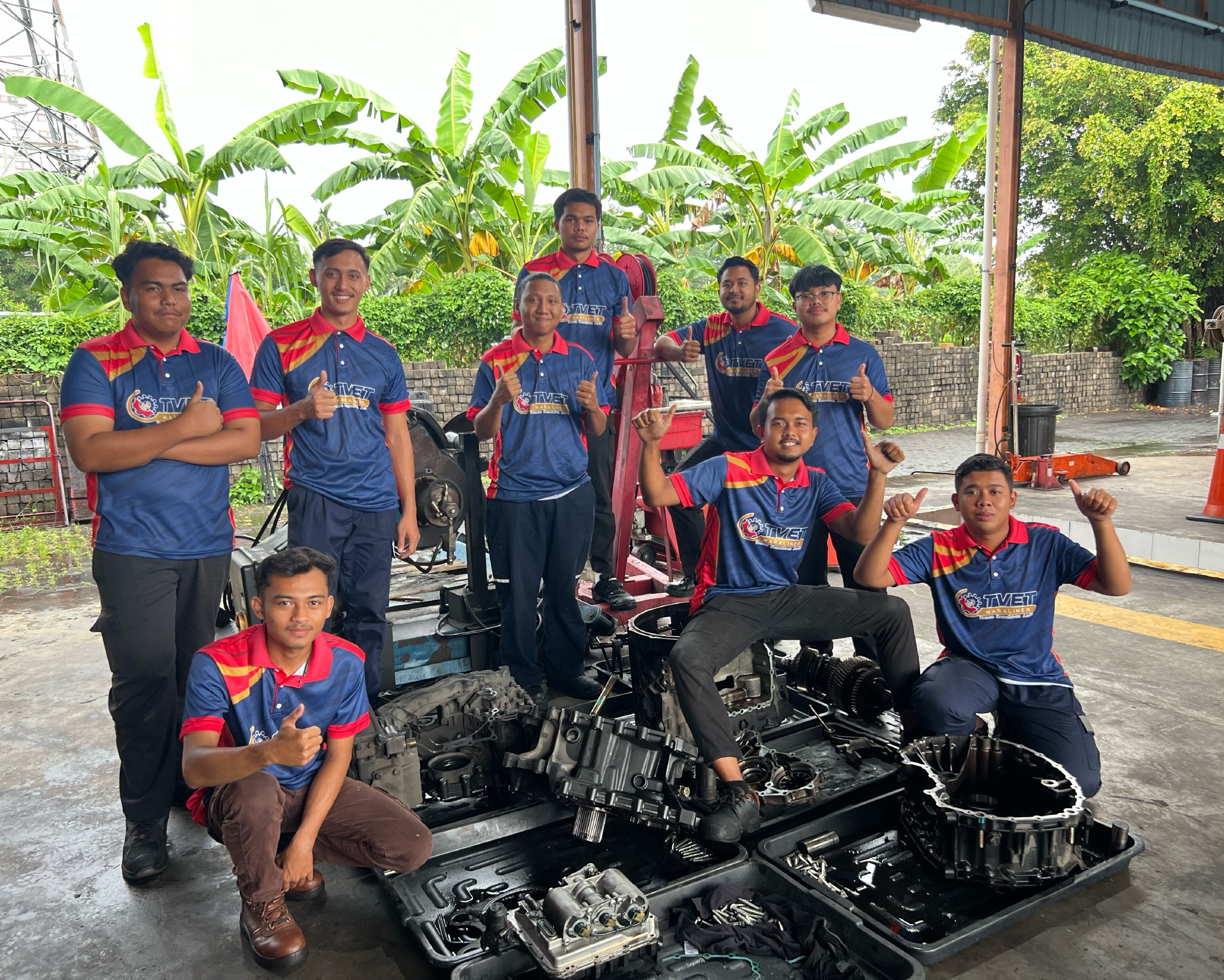 TVET trainees in a hands-on vehicle training session